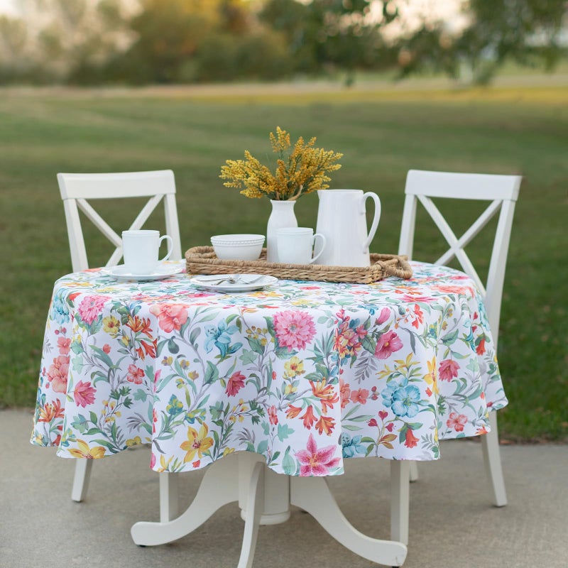 Benson Mills Spillproof Spring/Summer Durable Heavyweight Fabric Indoor Outdoor Tablecloth, Washable Table Cloth for Round Tables, Picnic/Patio Table Covers (70" Round, Botanica) - Image 1